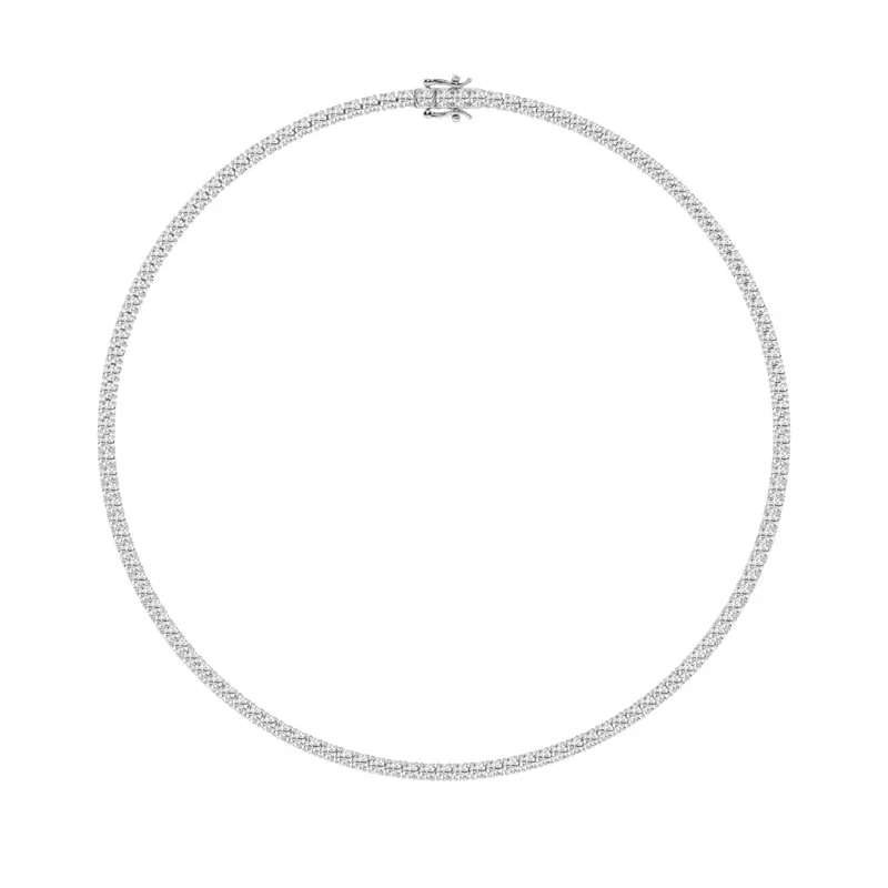 14K White Gold Round Lab Diamond Four Prong Tennis Necklace (15 1/4 ct. tw.)