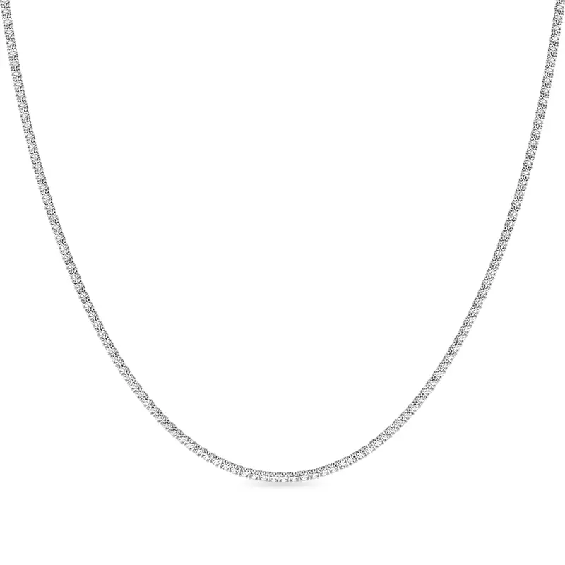14K White Gold Lab Diamond Tennis Necklace With Extender (3 ct. tw.)