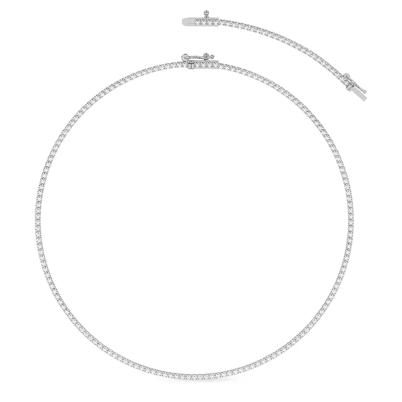 14K White Gold Lab Diamond Tennis Necklace With Extender (3 ct. tw.)