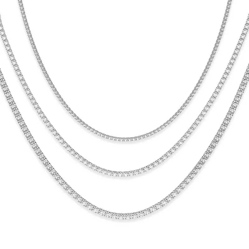 14K White Gold Lab Diamond Tennis Necklace With Extender (3 ct. tw.)