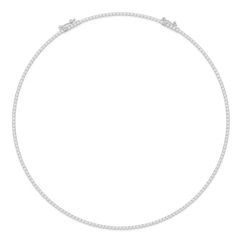 14K White Gold Lab Diamond Tennis Necklace With Extender (3 ct. tw.)