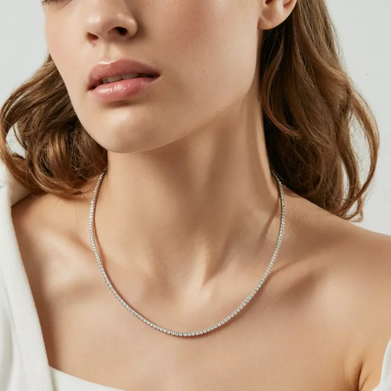14K Yellow Gold Lab Diamond Tennis Necklace With Extender (5 1/3 ct. tw.)