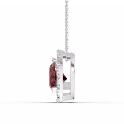 Garnet & White Topaz Heart Halo Necklace