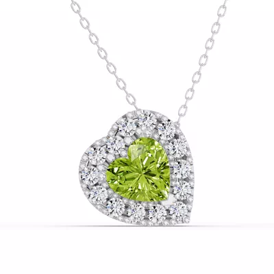 Peridot & White Topaz Heart Halo Necklace
