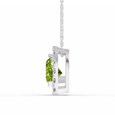 Peridot & White Topaz Heart Halo Necklace