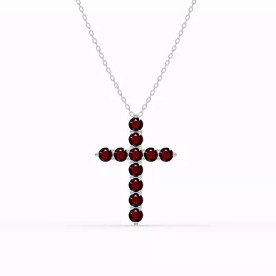 Garnet Cross Necklace