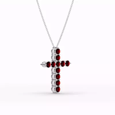 Garnet Cross Necklace