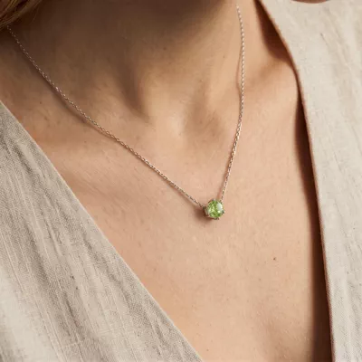 Hexagon Peridot Necklace