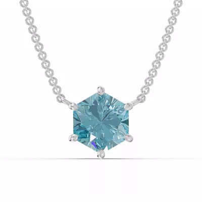 Hexagon Sky Blue Topaz Necklace