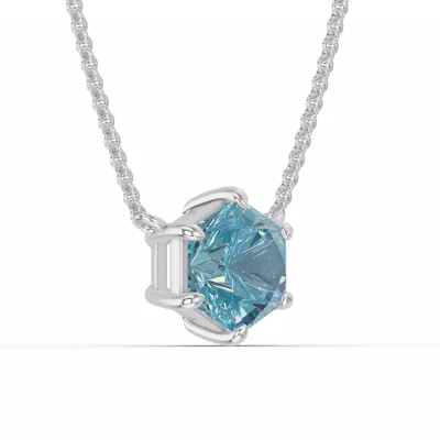 Hexagon Sky Blue Topaz Necklace