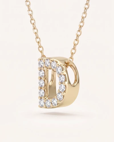 Petite Diamond Initial Necklace – D