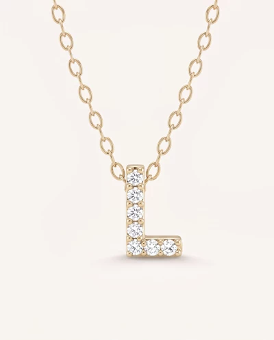 Petite Diamond Initial Necklace – L