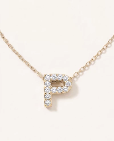 Petite Diamond Initial Necklace – P