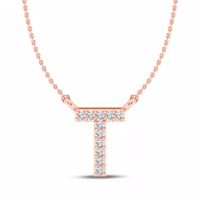 Diamond Initial Necklace – T