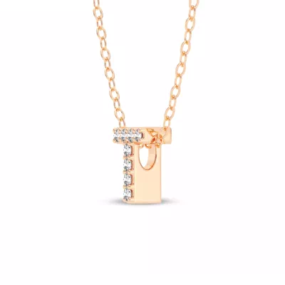 Petite Diamond Initial Necklace – T