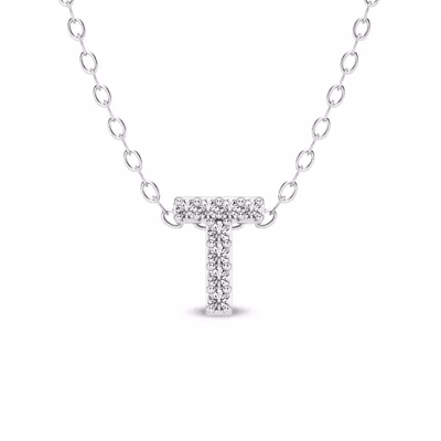 Petite Diamond Initial Necklace – T