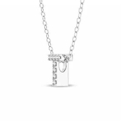 Petite Diamond Initial Necklace – T