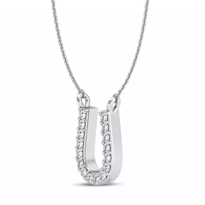 Diamond Initial Necklace – U