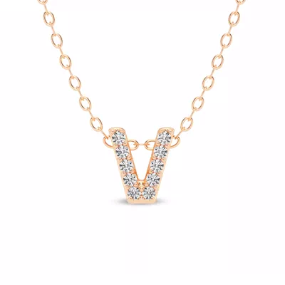 Petite Diamond Initial Necklace – V