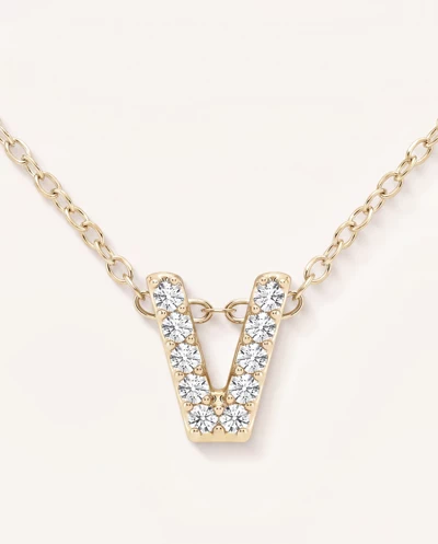 Petite Diamond Initial Necklace – V