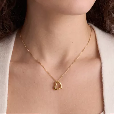 Open Heart Gold Pendant Necklace