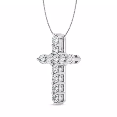 Classic Shared Prong Diamond Cross Necklace (2 ct. tw.)