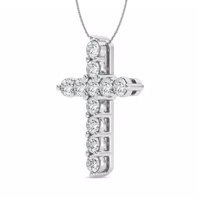 Classic Shared Prong Diamond Cross Necklace (3 ct. tw.)