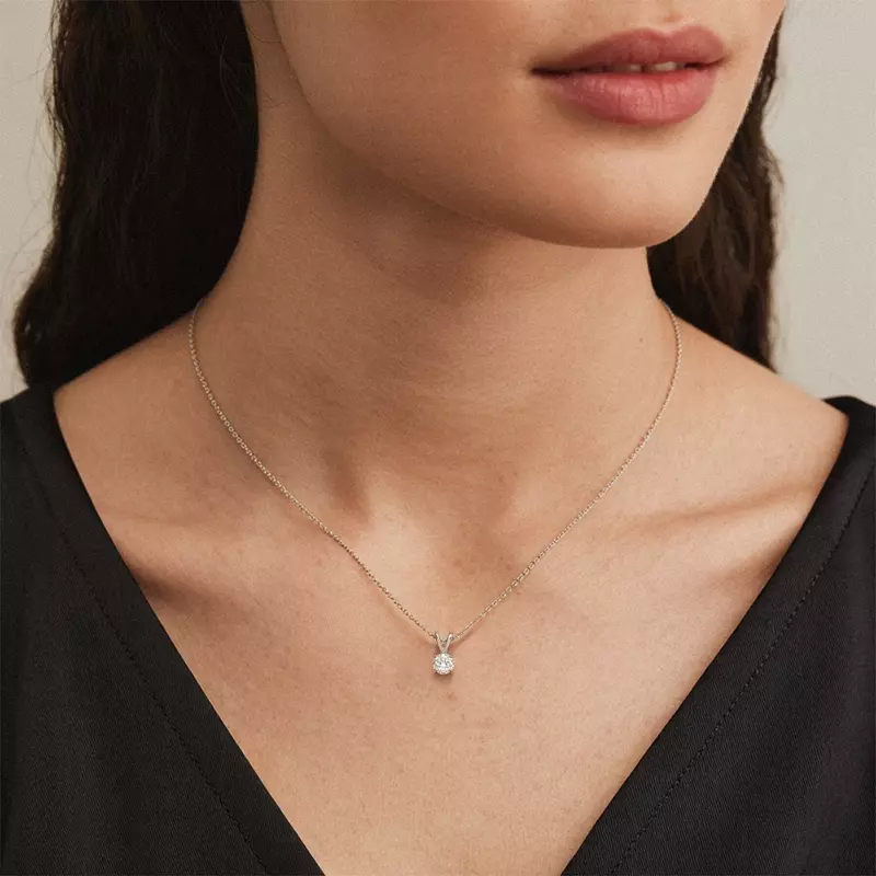 14K White Gold Split Bail Diamond Solitaire Necklace (¼ ct.)