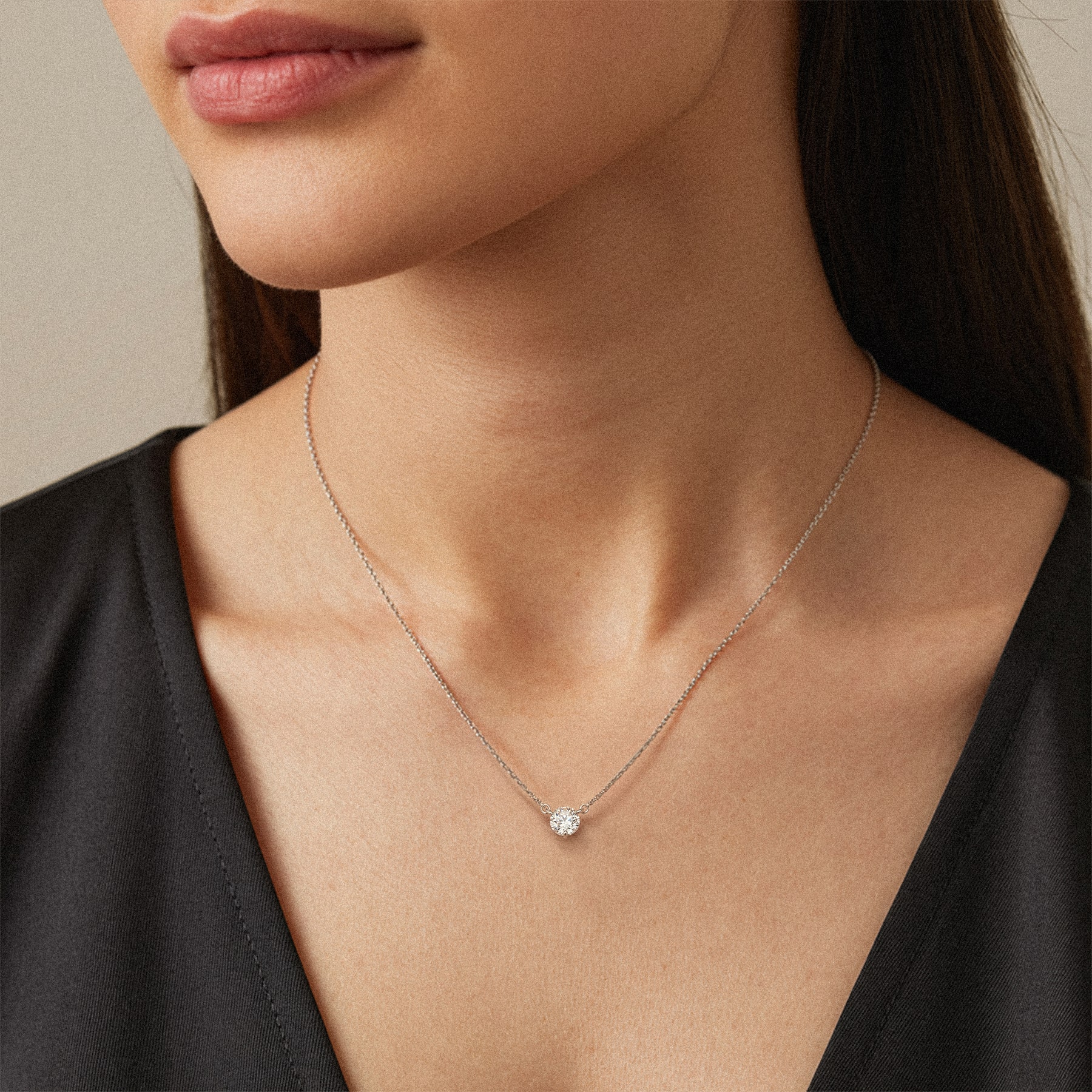 18K Rose Gold 3-Prong Diamond Solitaire Necklace (1.5 ct.)