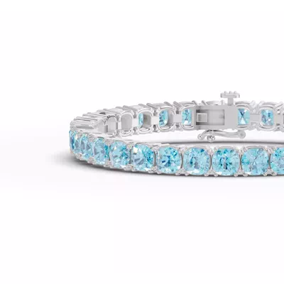 Swiss Blue Topaz Cushion Tennis Bracelet