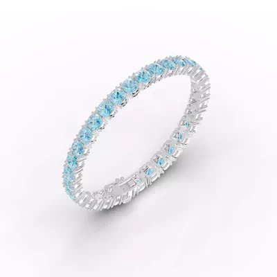 Swiss Blue Topaz Cushion Tennis Bracelet