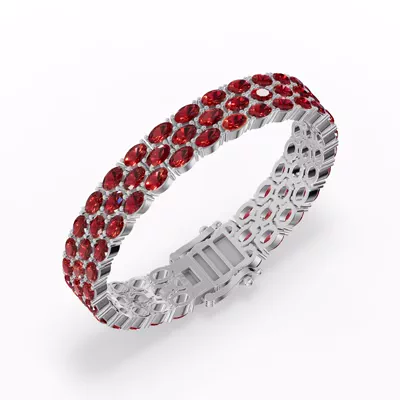 Triple Row Oval Garnet Bracelet