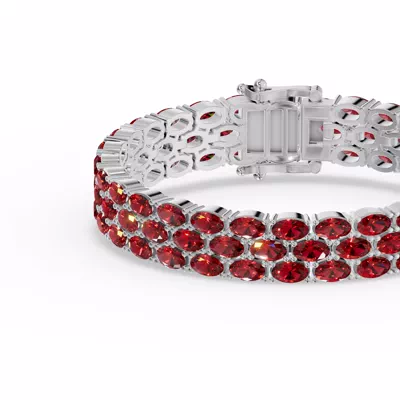 Triple Row Oval Garnet Bracelet