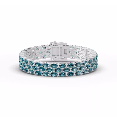 Triple Row Oval London Blue Topaz Bracelet