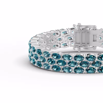 Triple Row Oval London Blue Topaz Bracelet