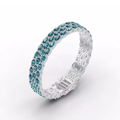 Triple Row Oval London Blue Topaz Bracelet