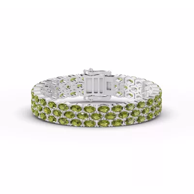 Triple Row Oval Peridot Bracelet