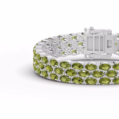 Triple Row Oval Peridot Bracelet