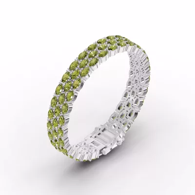 Triple Row Oval Peridot Bracelet