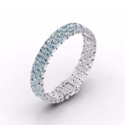 Triple Row Oval Swiss Blue Topaz Bracelet