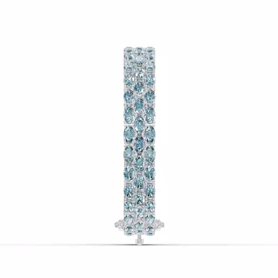 Triple Row Oval Swiss Blue Topaz Bracelet