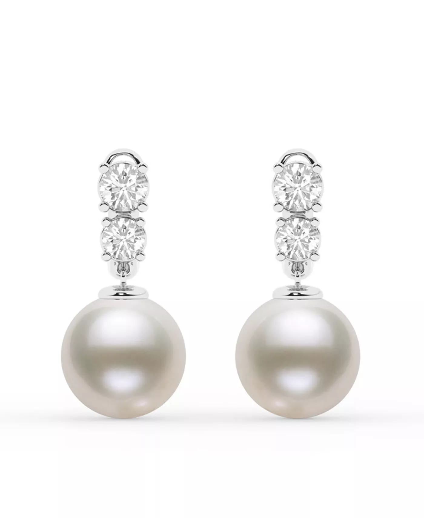 Two-Stone Lab Diamond & Freshwater Pearl Drop Earrings