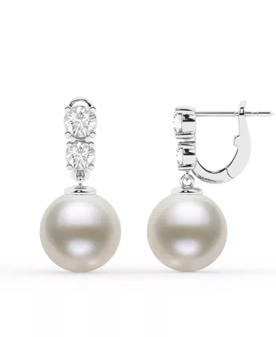 Two-Stone Lab Diamond & Freshwater Pearl Drop Earrings