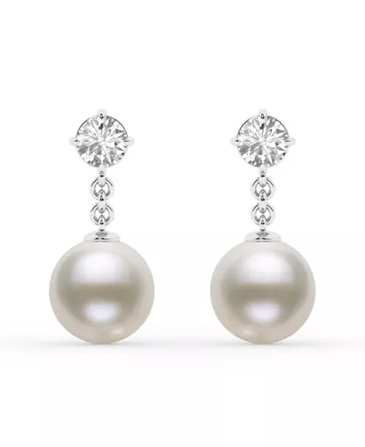 Round Lab Diamond & Freshwater Pearl Drop Earrings (1 ct. tw.)