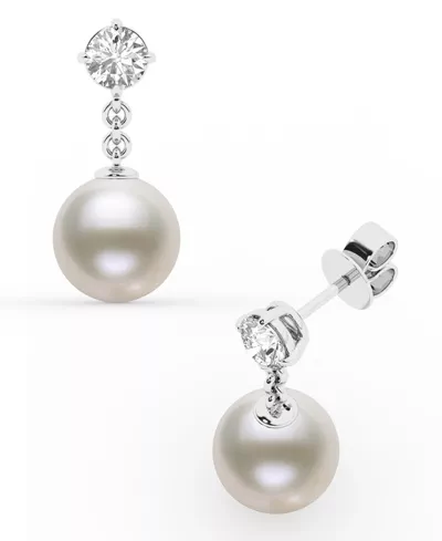 Round Lab Diamond & Freshwater Pearl Drop Earrings (1 ct. tw.)