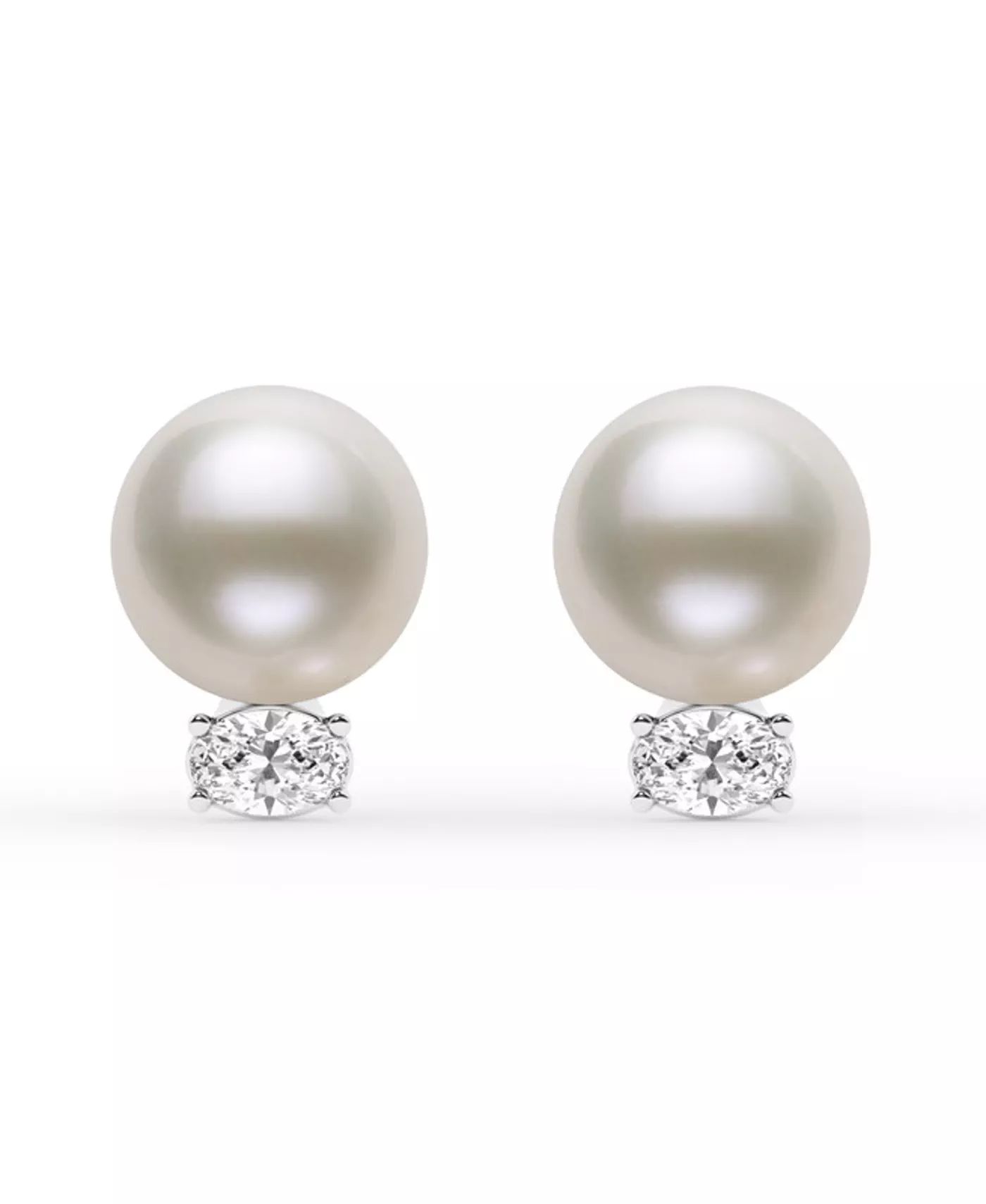 Oval Lab Diamond & Freshwater Pearl Stud Earrings (1 ct. tw.)