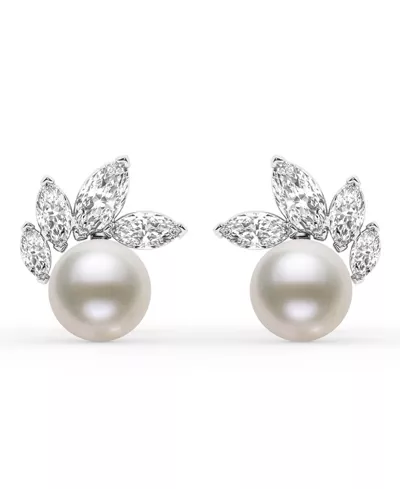 Marquise Crown Lab Diamond & Freshwater Pearl Earrings