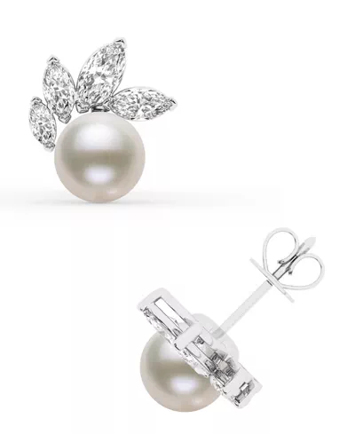 Marquise Crown Lab Diamond & Freshwater Pearl Earrings