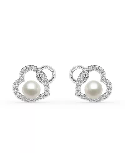 Lab Diamond Heart & Freshwater Pearl Earrings