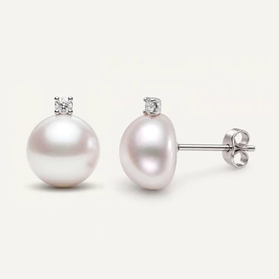Pearl & Lab Diamond Earrings